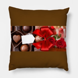 Valentine's Day chocolate & roses present yoga mat Pillow