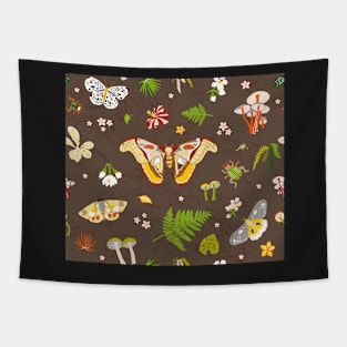 woodland moths dark Tapestry