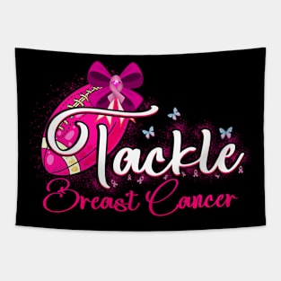 Tackle Football Pink Ribbon Breast Cancer Awareness Tapestry