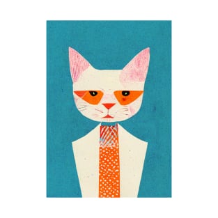 Tokio Cat Retro Poster Vintage Art Cat Wall Illustration Orange Illustration T-Shirt