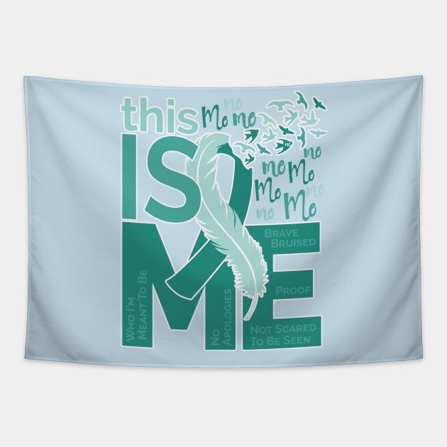This Is Me - Awareness Feather Ribbon - Teal Tapestry by CuteCoCustom