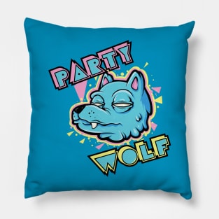 Funny Party Wolf Lover 80's Culture Party Animal Pillow