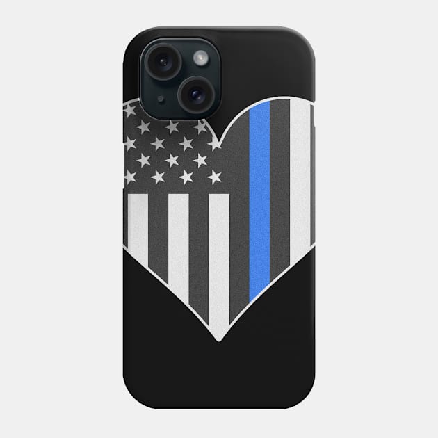 Police Thin Blue Line Heart Phone Case by Zone32