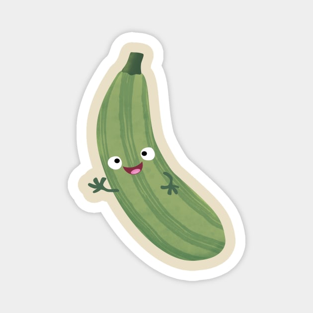 Cute zucchini happy cartoon illustration Magnet by FrogFactory