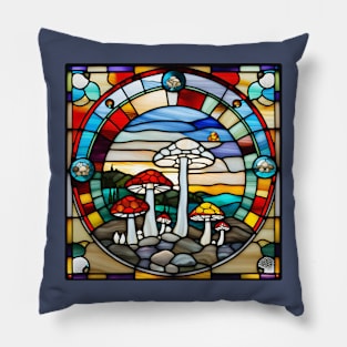 Rocky Mushroom Stained Glass Pillow