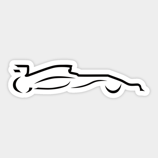 Race Car Line Drawing Silhouette - Racing Car - Sticker