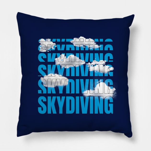 Skydiving in the clouds Pillow by stu-dio-art