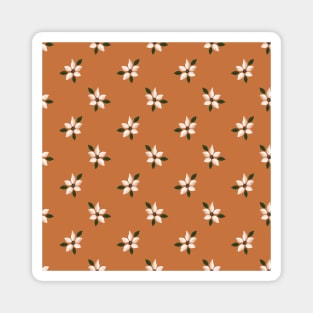 Elegant White Winter Flower Orange Pattern Magnet