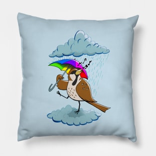 little sparrow under rain Pillow