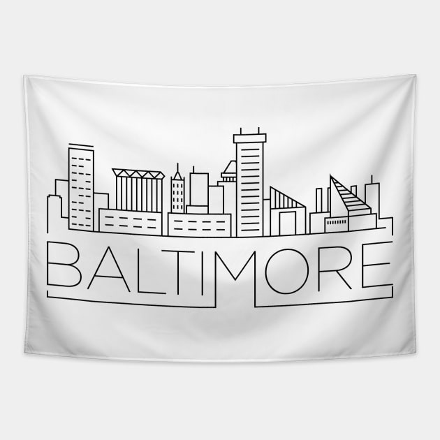 Baltimore Minimal Skyline Tapestry by kursatunsal