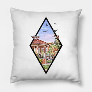 Town Square at Spring - Digital Art - Diamond Frame - White - Gilmore Pillow