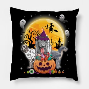 Irish Wolfhound Dog Mummy Witch Moon Ghosts Happy Halloween Thanksgiving Merry Christmas Day Pillow