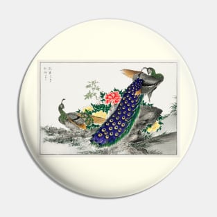 Peacock and Peony Japanese Artwork Pin