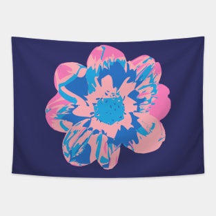 COSMIC COSMOS Big Abstract Floral Summer Bright Flower - Pale Pink Royal Blue Dark Blue - UnBlink Studio by Jackie Tahara Tapestry