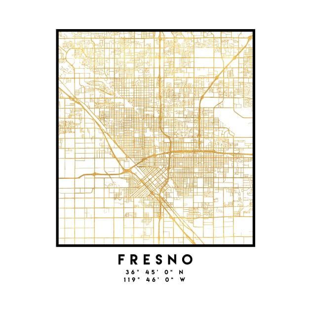 FRESNO CALIFORNIA CITY STREET MAP ART by deificusArt