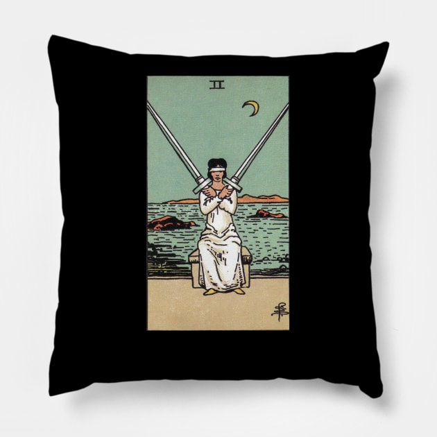 Two of Swords Tarot Pillow by NovaOven