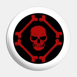 Skull and bones blood red & black Pin