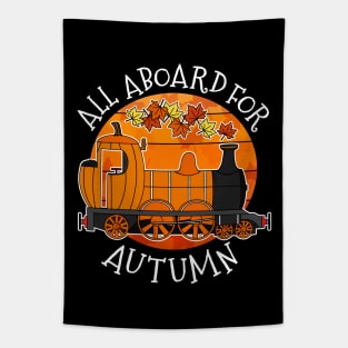 All Aboard For Autumn Steam Train Fall Thanksgiving Tapestry