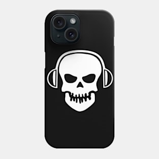 White Skull With Headphones Phone Case