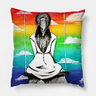 Watercolor - a rainbow future Pillow