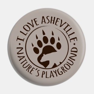 I Love Asheville, NC - Black Bear Paw - BrownO 15 Pin