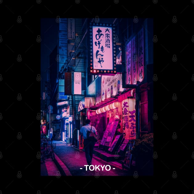 Tokyo Street Neon Synthwave by JeffDesign