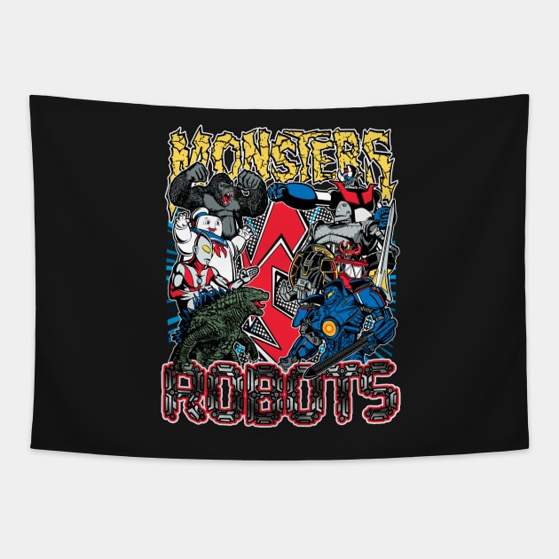 Monsters Vs Robots Tapestry by BuckRogers