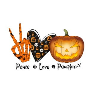 Peace Love Pumpkin - Fun Halloween Design T-Shirt