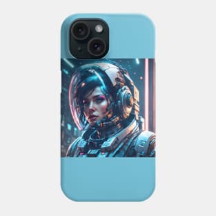 Neon cyberpunk astronaut woman Phone Case