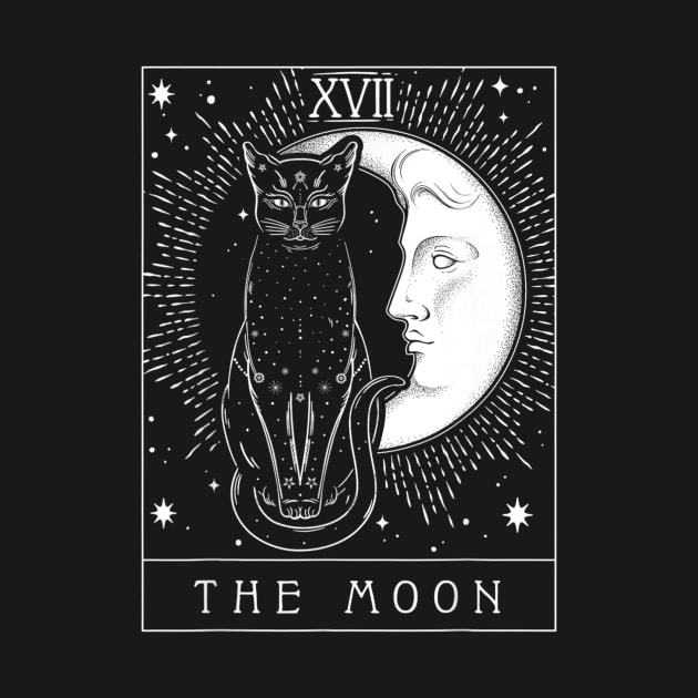 Tarot Card Crescent Moon And Cat Graphic T shirt by Tisine