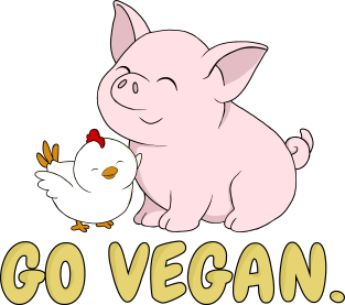 Go Vegan Cute Pig And Chicken 2 Magnet