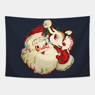 Glitter Santa and Rudolph Tapestry