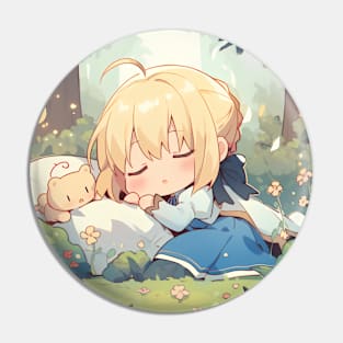 chibi saber sleep Pin