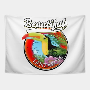 Beautiful Lanzarote vacation logo. Tapestry