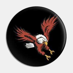 A determined eagle in mid-flight, focused on its prey with a keen gaze Pin