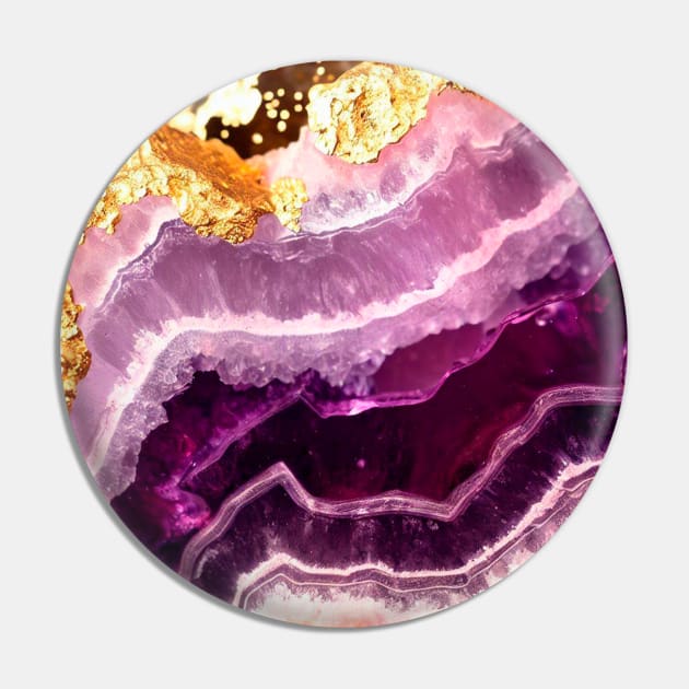 Amethyst Crystal Gems Purple Gold Texture Pin by UniqueMe