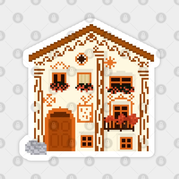 Flowery Cottage Pixel Art Magnet by toffany's