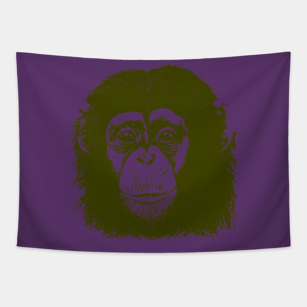 Olive Chimp face Tapestry by ToddPierce