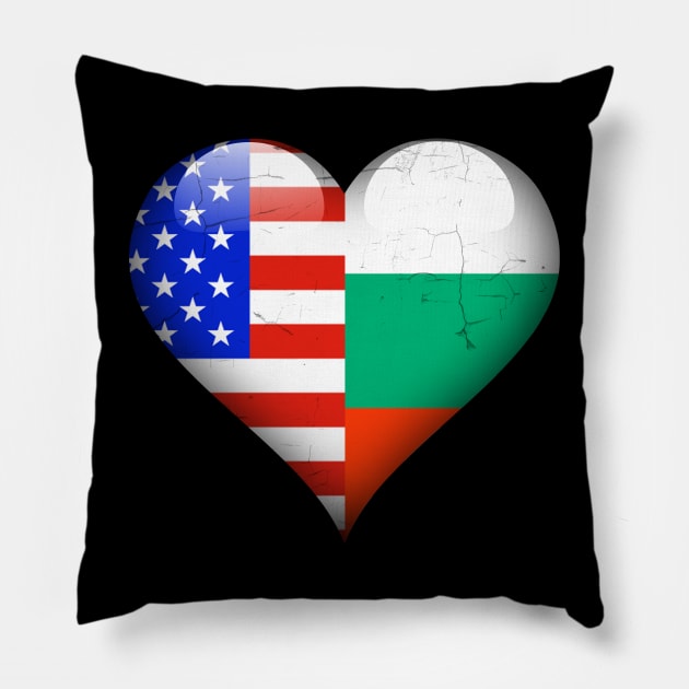 Half American Half Bulgarian - Gift for Bulgarian From Bulgaria Pillow by Country Flags