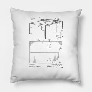 Tennis Table Vintage Patent Hand Drawing Pillow