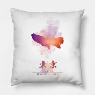 Tokyo, Japan Watercolor Map Art Pillow