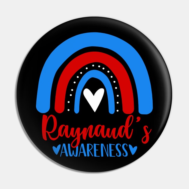 we wear Red White Blue rainbow awsewome Raynauds Awareness Pin by LEGO