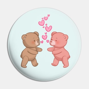 Cute Bears in Love Going to Kiss and Hug Pin