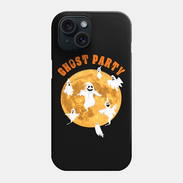 Ghost Party Boo Halloween with Full moon Phone Case by BurunduXX-Factory