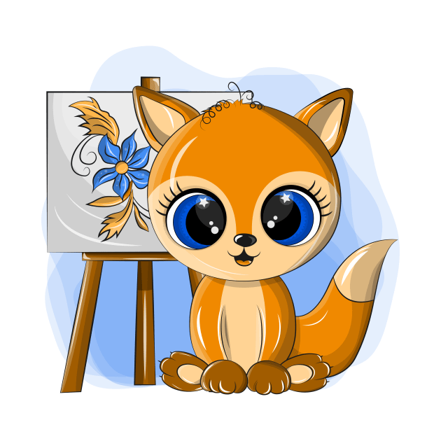 Funny fox painter with easel by Eduard Litvinov