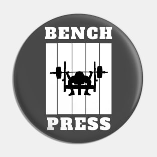 White Black Illustrated Bench Press Pin