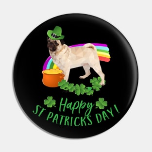 Happy St Patricks Day Pug T-Shirt for Dog Lovers Pin