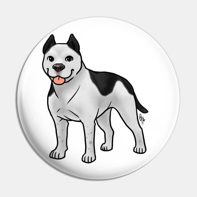 Dog - American Staffordshire  Terrier - Cropped Black and White Pin by Jen's Dogs Custom Gifts and Designs