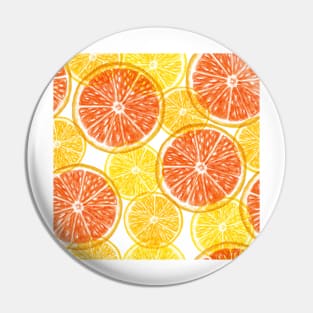 Orange, Grapefruit transparent slices seamless pattern. Summer colorful citrus. Translucent tropical fruits Pin