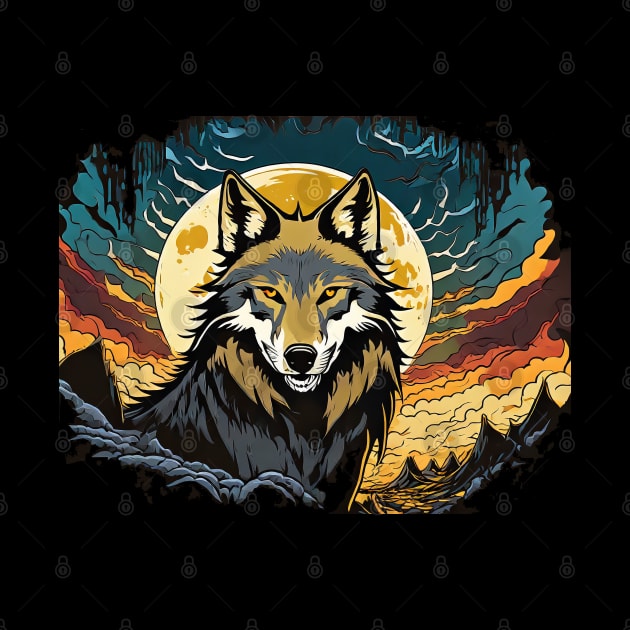 Full Moon Night with a Howling Wolf Vector by diegotorres